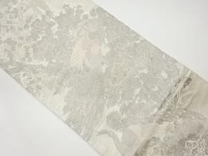 リサイクル　 孔雀に桜・藤模様織出し袋帯